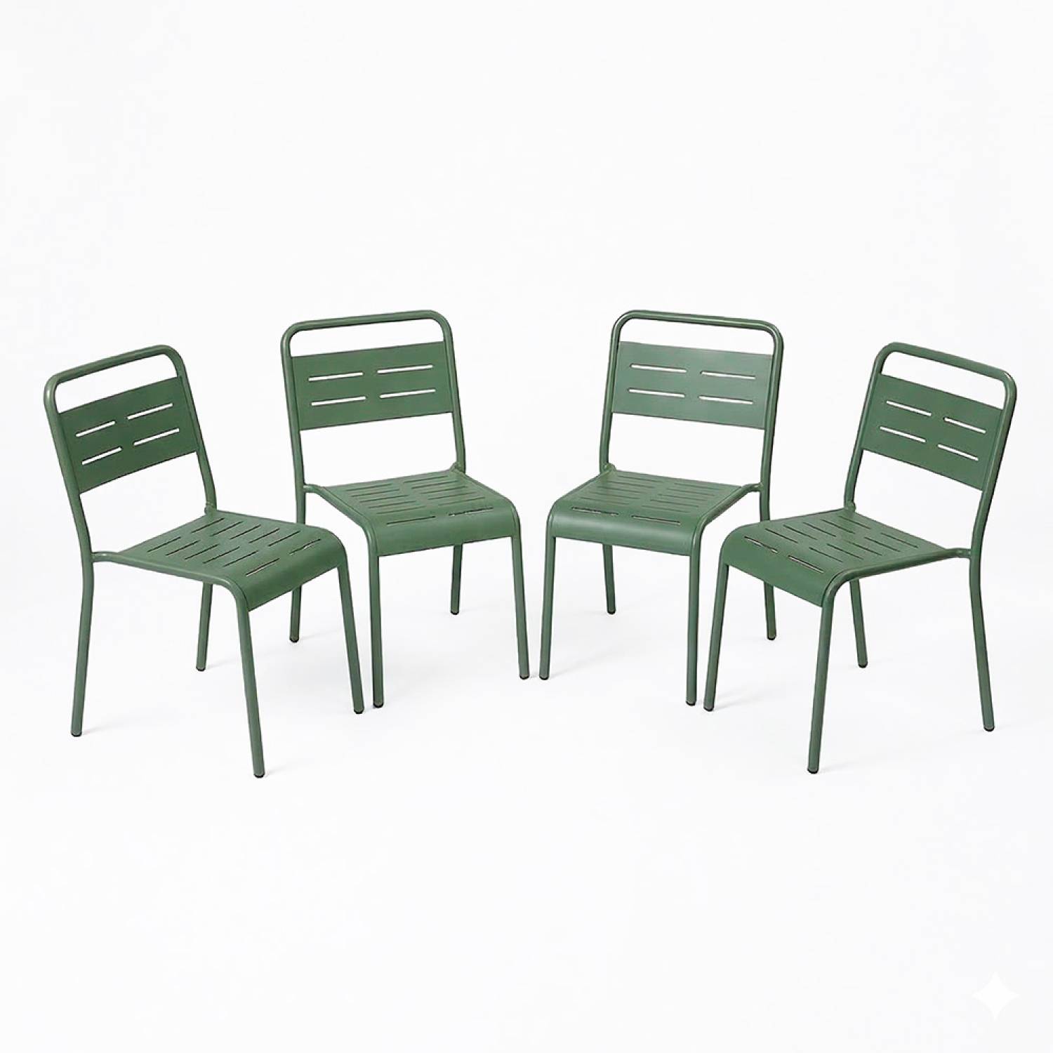 Ensemble de 4 chaises de jardin empilables vertes BERGAME