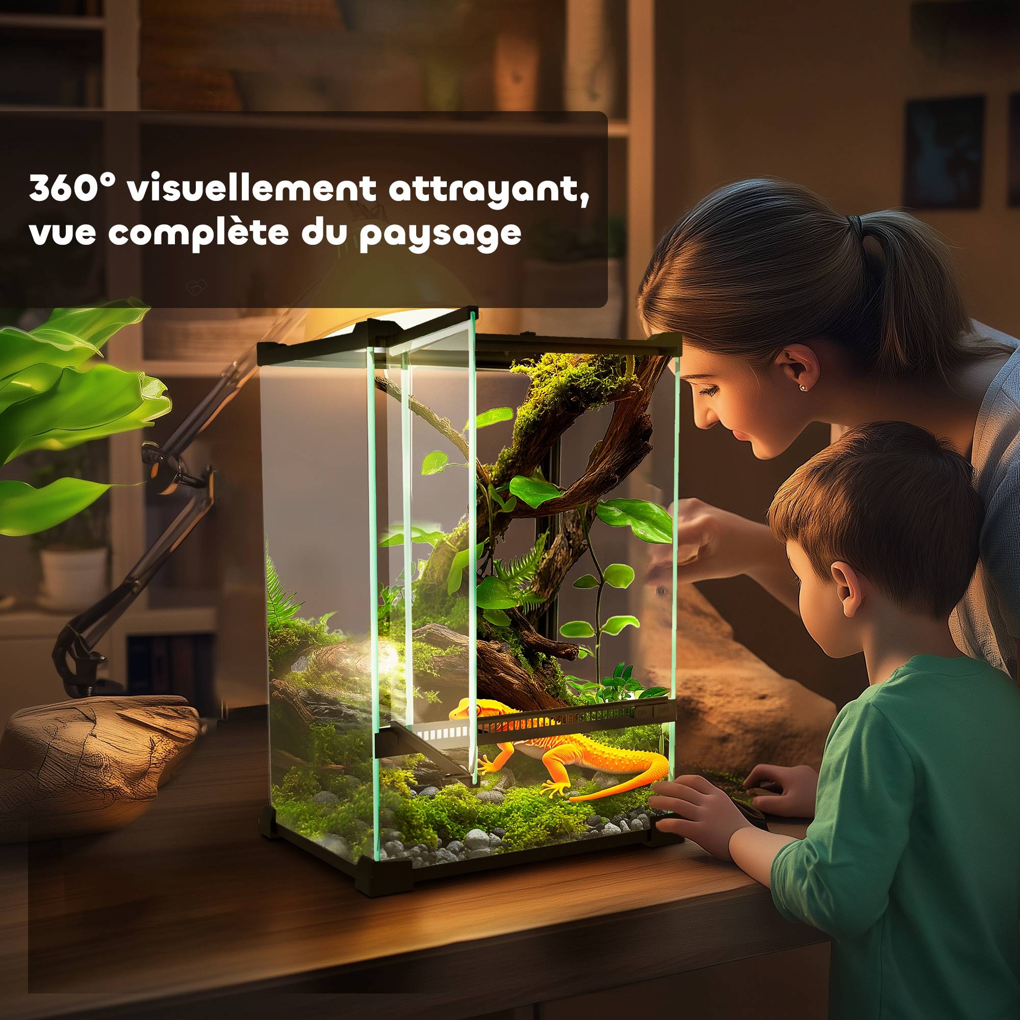 Terrarium en verre noir 20 x 20 x 30 cm - PANGIVO - Image 7