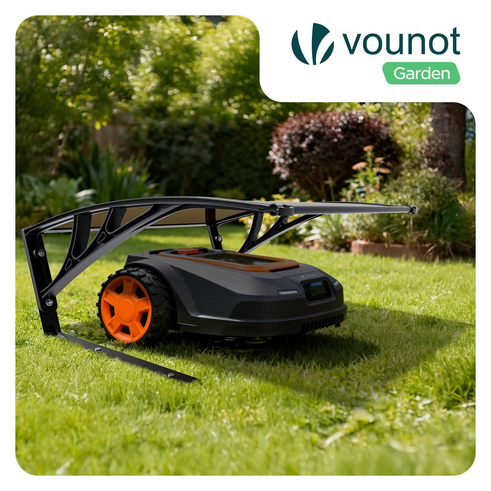 Vounot - Garage de tondeuse robot 82x80x46cm - Abri pour robot avec pied en métal - Marron - VOUNOT® - Image 2