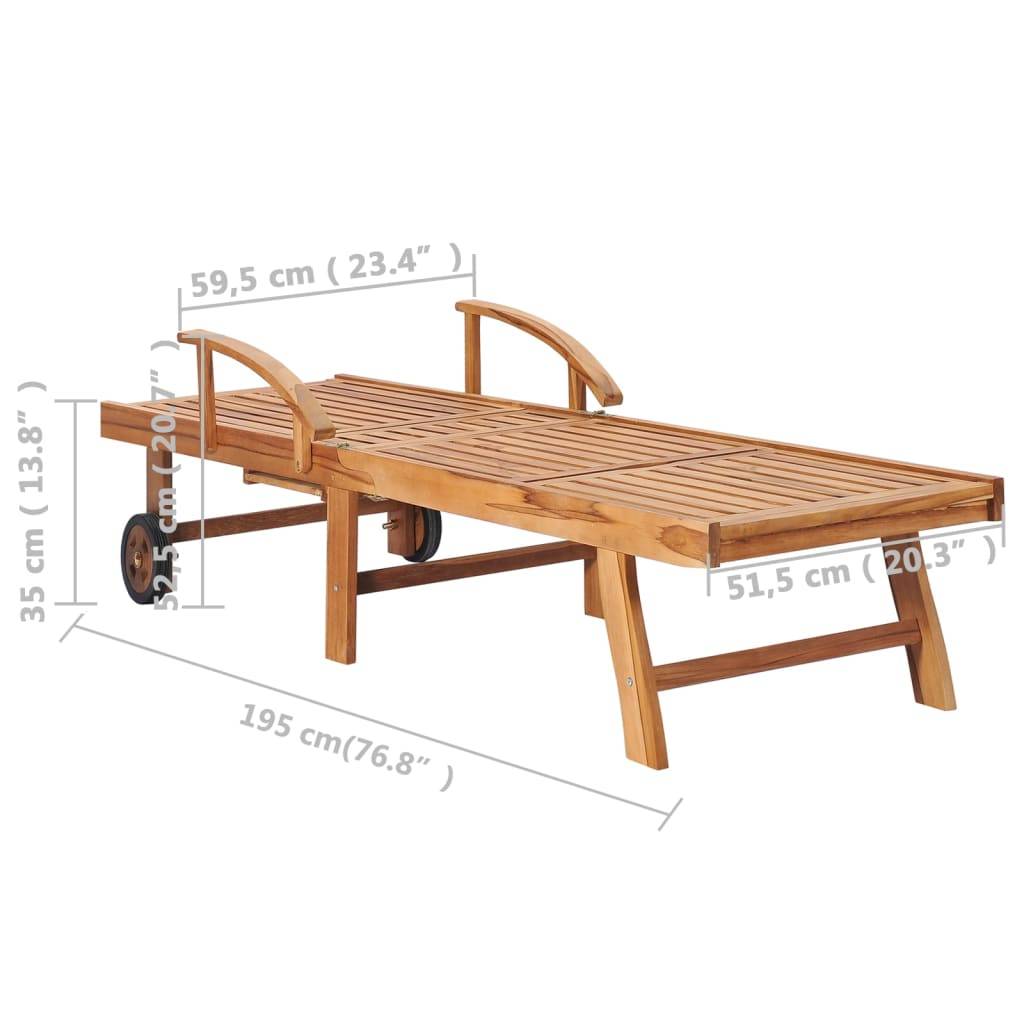 Helloshop26 - Lot de 2 transats chaise longue bain de soleil lit de jardin terrasse meuble d'extérieur avec table et coussin bois de teck solide - Image 8