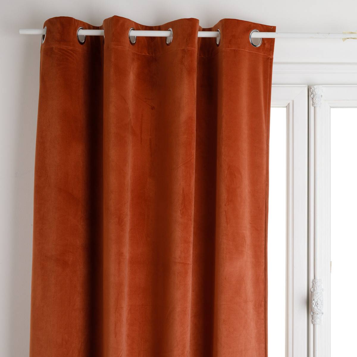 Lot de 2 Rideaux à  œillets Occultant en Velours Terracotta 140 x 260 cm - Image 2