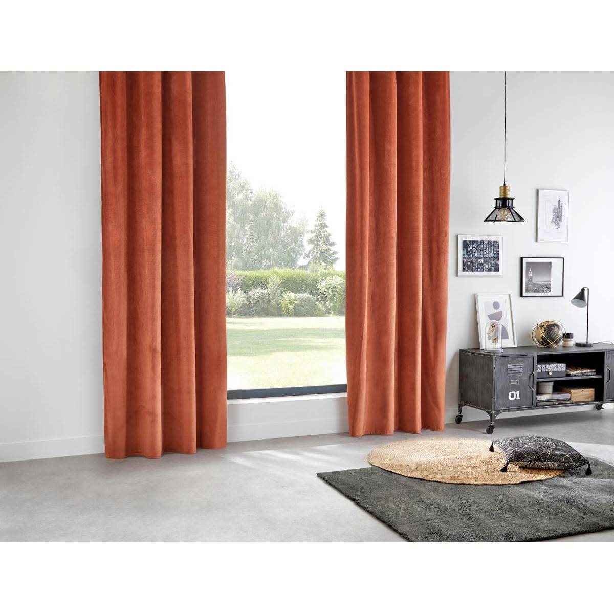 Lot de 2 Rideaux à  œillets Occultant en Velours Terracotta 140 x 260 cm - Image 3
