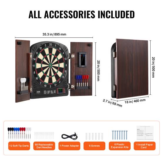 VEVOR Kit cible fléchettes, armoire avec score électrique. Tous accessoires. - Image 6