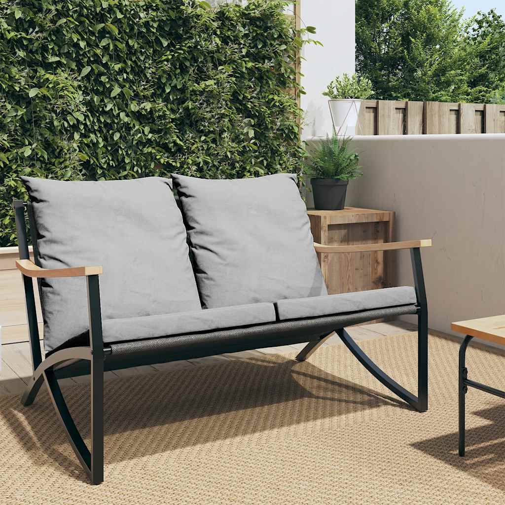 PANGIVO - Banc de jardin 2 places avec coussins Acier et textilène Noir et anthracite- PANGIVO - Image 1