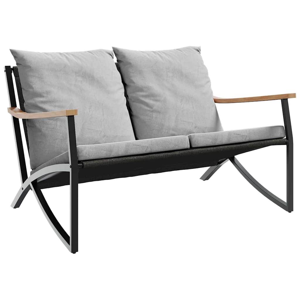 PANGIVO - Banc de jardin 2 places avec coussins Acier et textilène Noir et anthracite- PANGIVO - Image 2