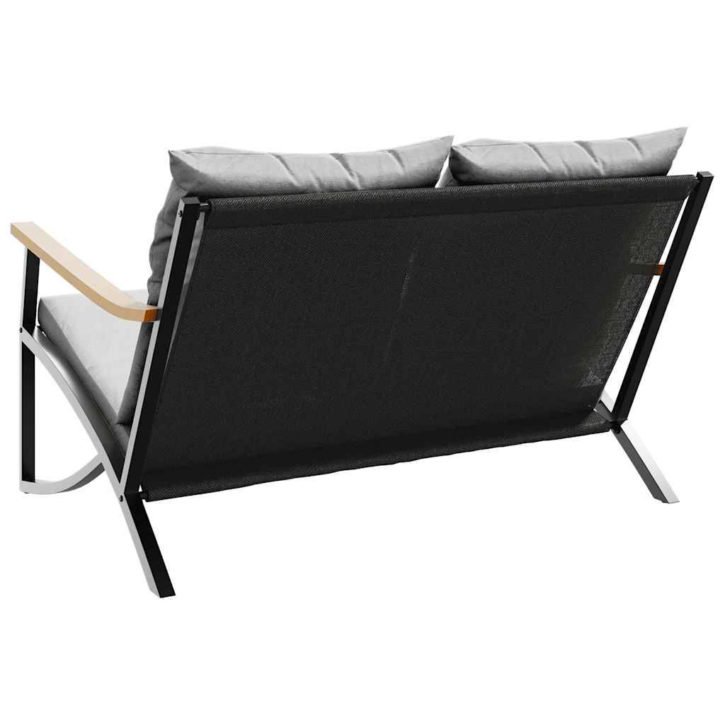 PANGIVO - Banc de jardin 2 places avec coussins Acier et textilène Noir et anthracite- PANGIVO - Image 7