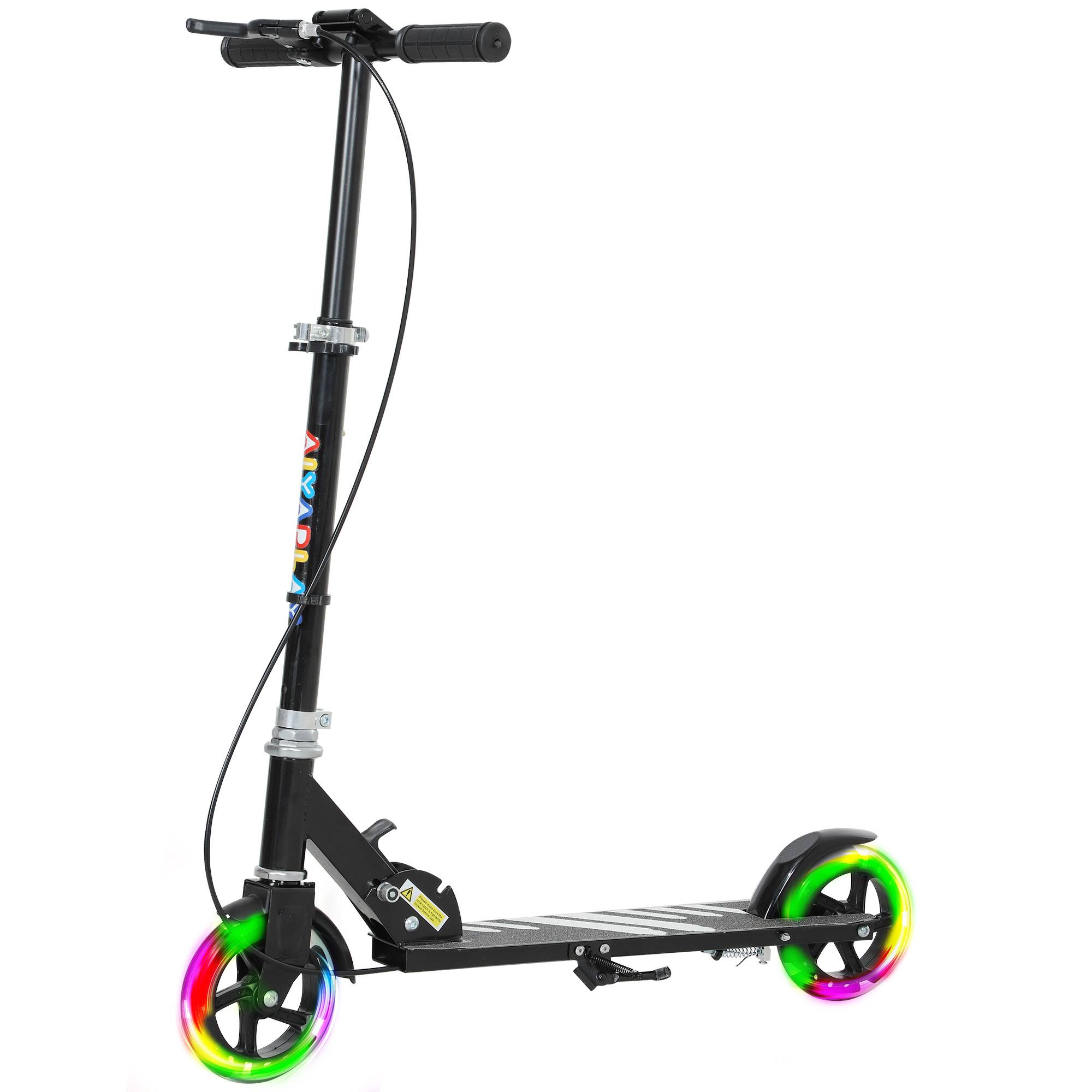 Trottinette enfants 3 à 8 ans, trottinette pliable à 2 roues LED roues lumineuses, 4 réglages en hauteur, noir - Image 2
