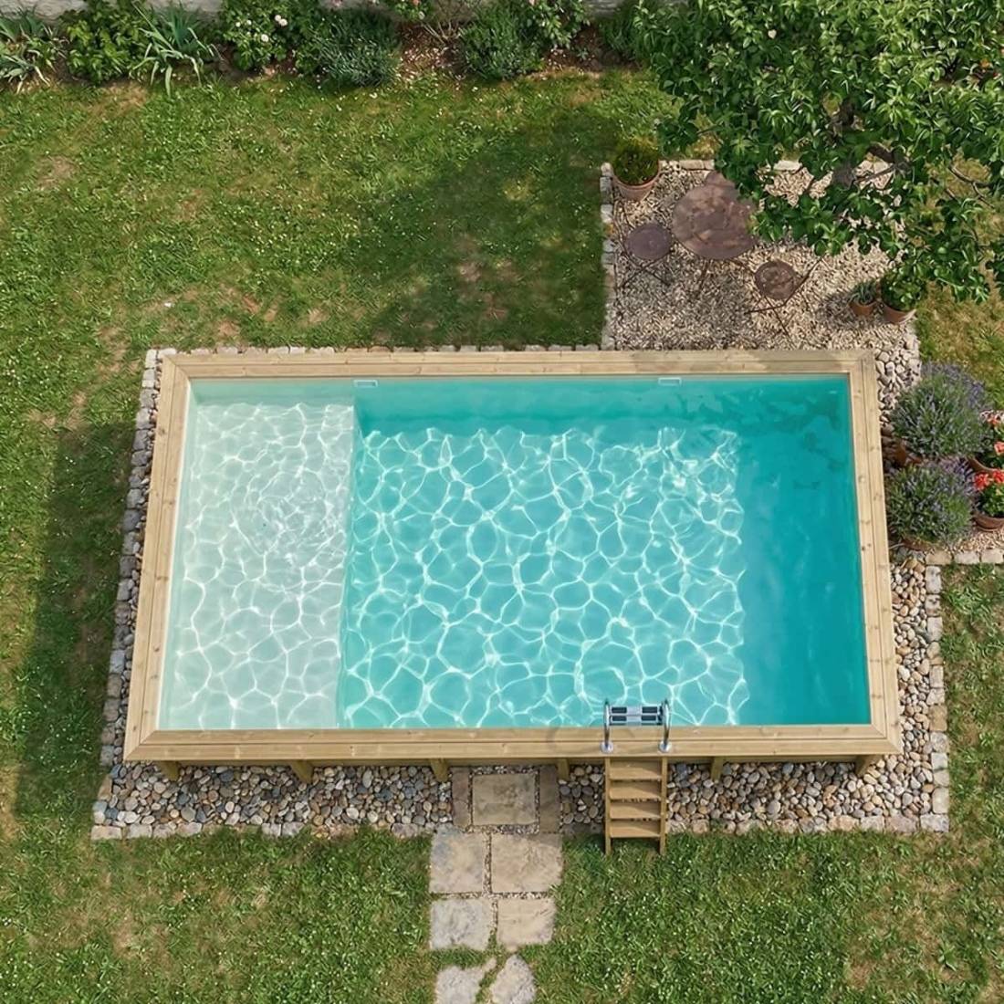 Altanka - Piscine hors sol en bois AQUA 10.2 x 5.2 - H.1.45 m avec plage, sable, fixations à visser - BAS7310OSPL3+PLA310 - ALTANKA - Image 3