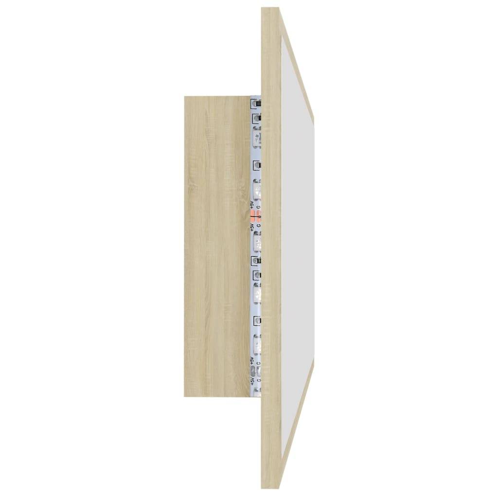 Miroir led de salle de bain 100 x 8,5 x 37cm acrylique chêne sonoma - Image 3