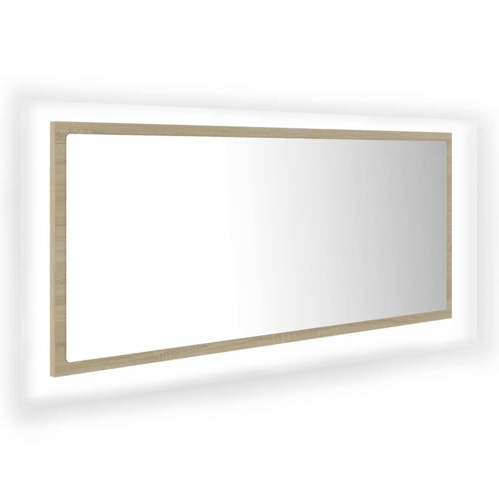 Miroir led de salle de bain 100 x 8,5 x 37cm acrylique chêne sonoma - Image 2
