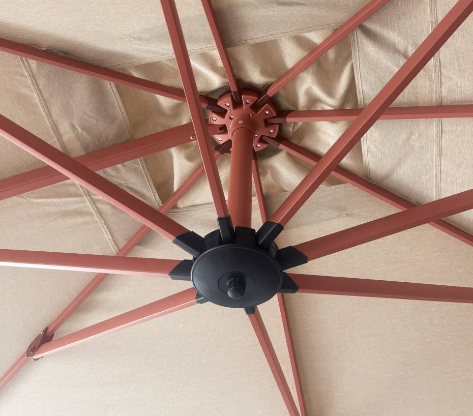 Parasol déporté 3.5x2.6m  terracotta et lin  DIAMANT - Image 4