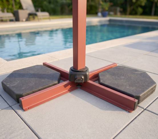 Parasol déporté 3.5x2.6m terracotta et lin DIAMANT - Image 2