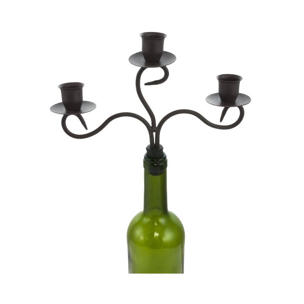 Bougeoir bouteille 3 supports en métal marron 23 x 16.5 cm Chemin de campagne - Image 1