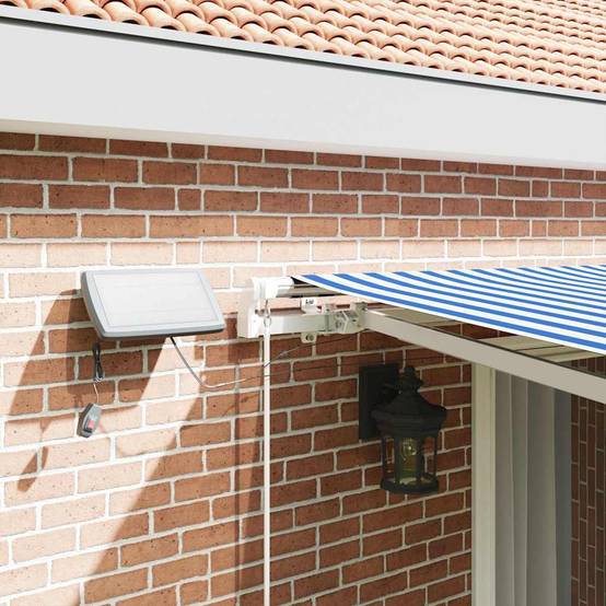 Auvent Rétractable Manuel avec Éclairage LED Mural pour Jardin et Balcon Bleu et Blanc 4,5x3m – ComfortXL Outdoor Living - Image 4