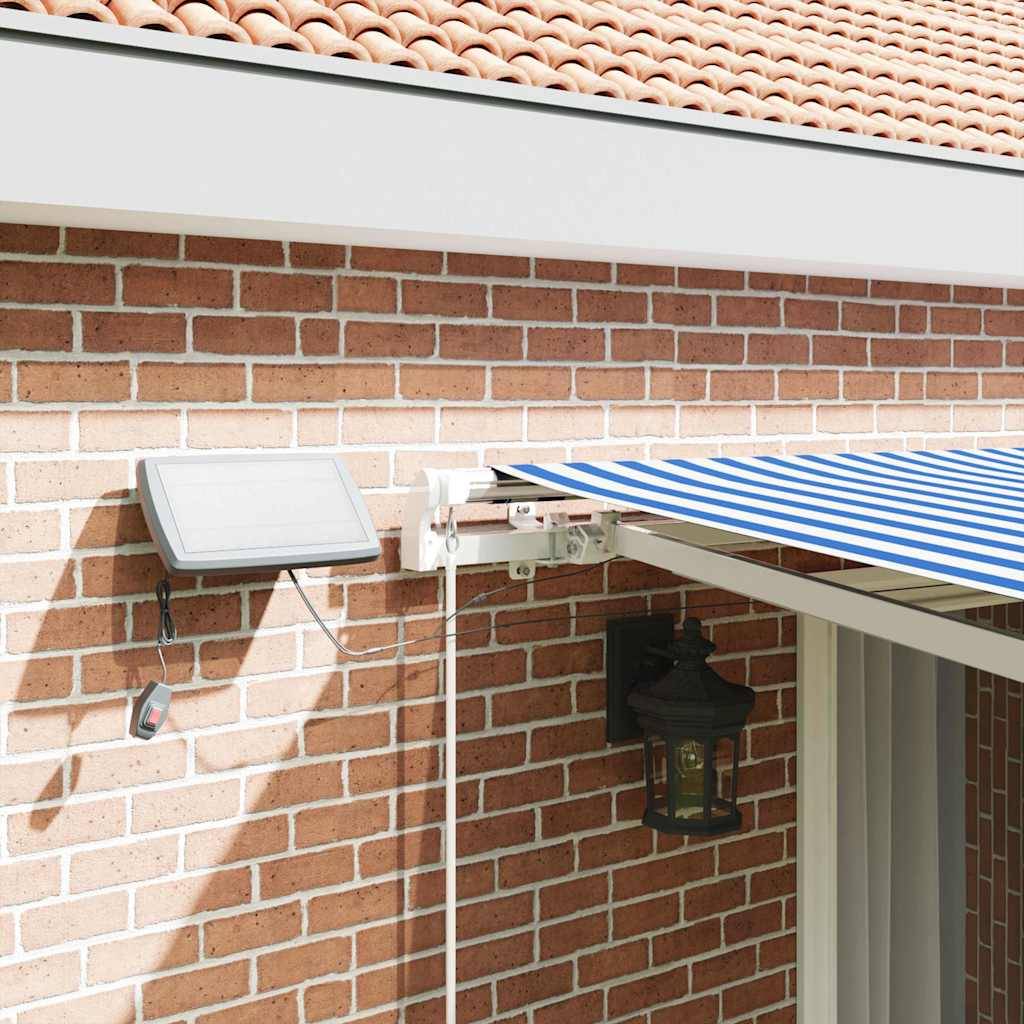 Auvent Rétractable Manuel avec Éclairage LED Mural pour Jardin et Balcon Bleu et Blanc 4,5x3m – ComfortXL Outdoor Living - Image 4
