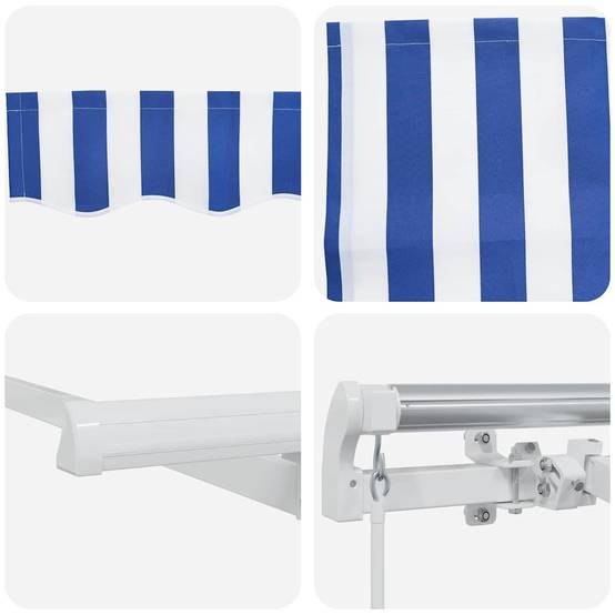 Auvent Rétractable Manuel avec Éclairage LED Mural pour Jardin et Balcon Bleu et Blanc 4,5x3m – ComfortXL Outdoor Living - Image 8