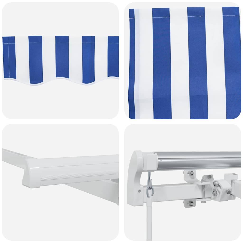 Auvent Rétractable Manuel avec Éclairage LED Mural pour Jardin et Balcon Bleu et Blanc 4,5x3m – ComfortXL Outdoor Living - Image 8