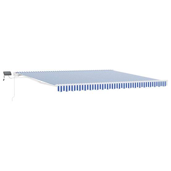 Auvent Rétractable Manuel avec Éclairage LED Mural pour Jardin et Balcon Bleu et Blanc 4,5x3m – ComfortXL Outdoor Living - Image 2