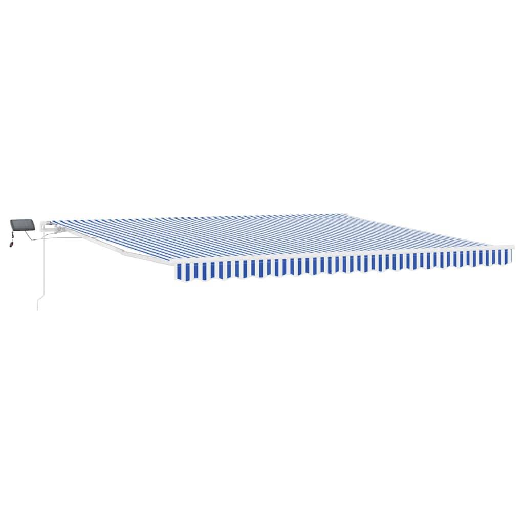 Auvent Rétractable Manuel avec Éclairage LED Mural pour Jardin et Balcon Bleu et Blanc 4,5x3m – ComfortXL Outdoor Living - Image 2