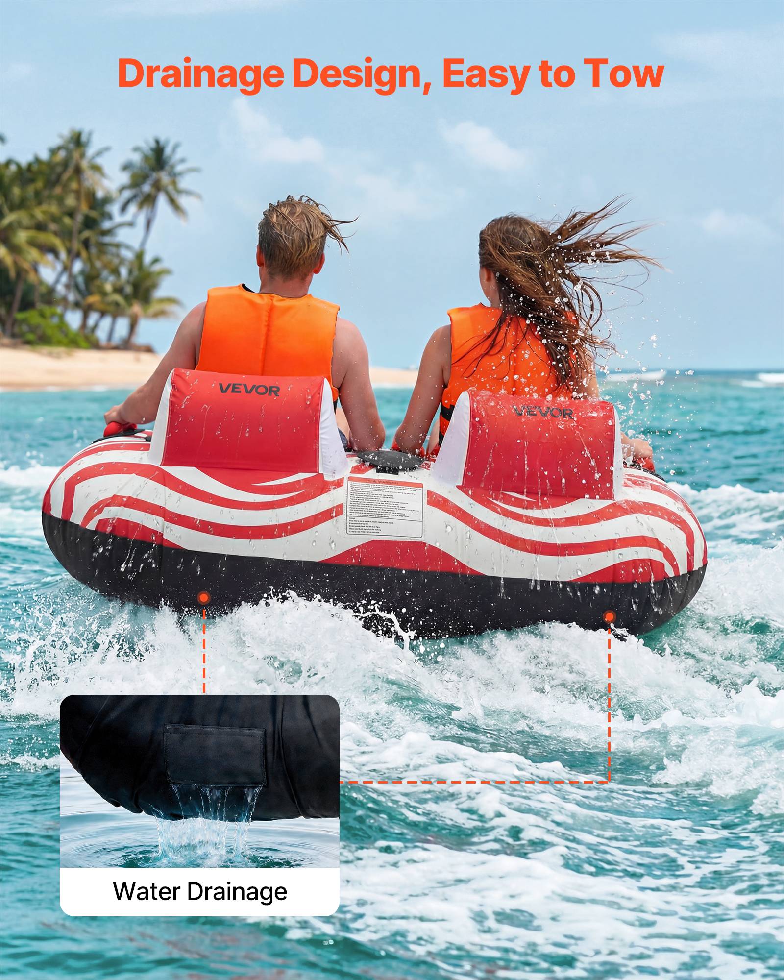 Vevor - VEVOR Bouée Tractée Engin Tractée pour Tubing 2 Passagers pour Jeux Aquatiques - Image 6