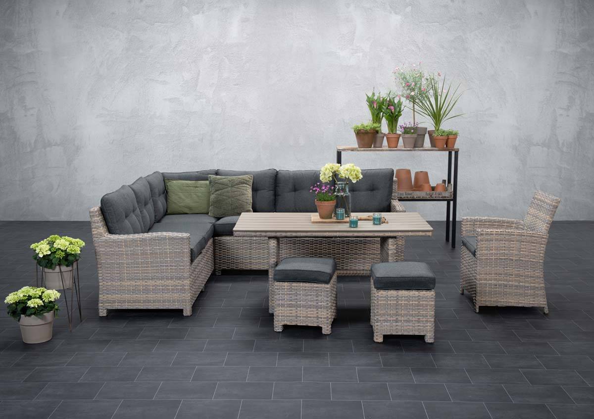 Garden Impressions - Mobilier L/D Seagull 5 pcs G  saule ancien en L/reflex noir - Garden Impressions - Image 4