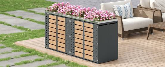 Mülltonnenbox avec bois imitation et compartiments de rangement, 132 x 80 x 124,58 cm - PANGIVO - Image 7