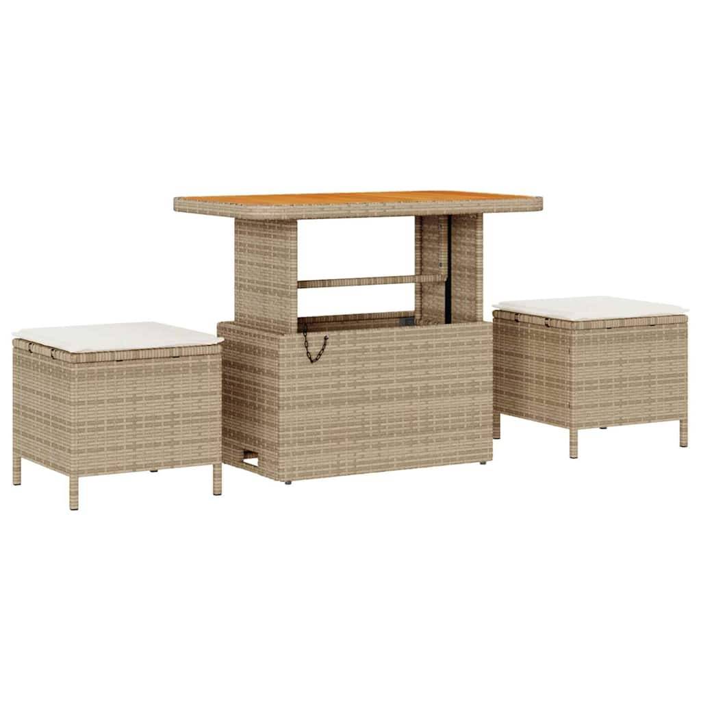 Salon Bas 9pcs Beige Résine Tressée & Acacia – Set Détente Extérieur avec Coffres – ComfortXL Outdoor Living - Image 4