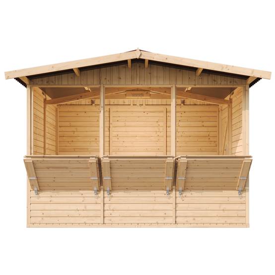 Timbela - Maison de jardin en bois H232x336x263 cm / 6 m² - Étal de marché en bois - Grand stand de vendeur avec comptoir - 17 mm d’épaisseur - Timbela M150A - Image 3