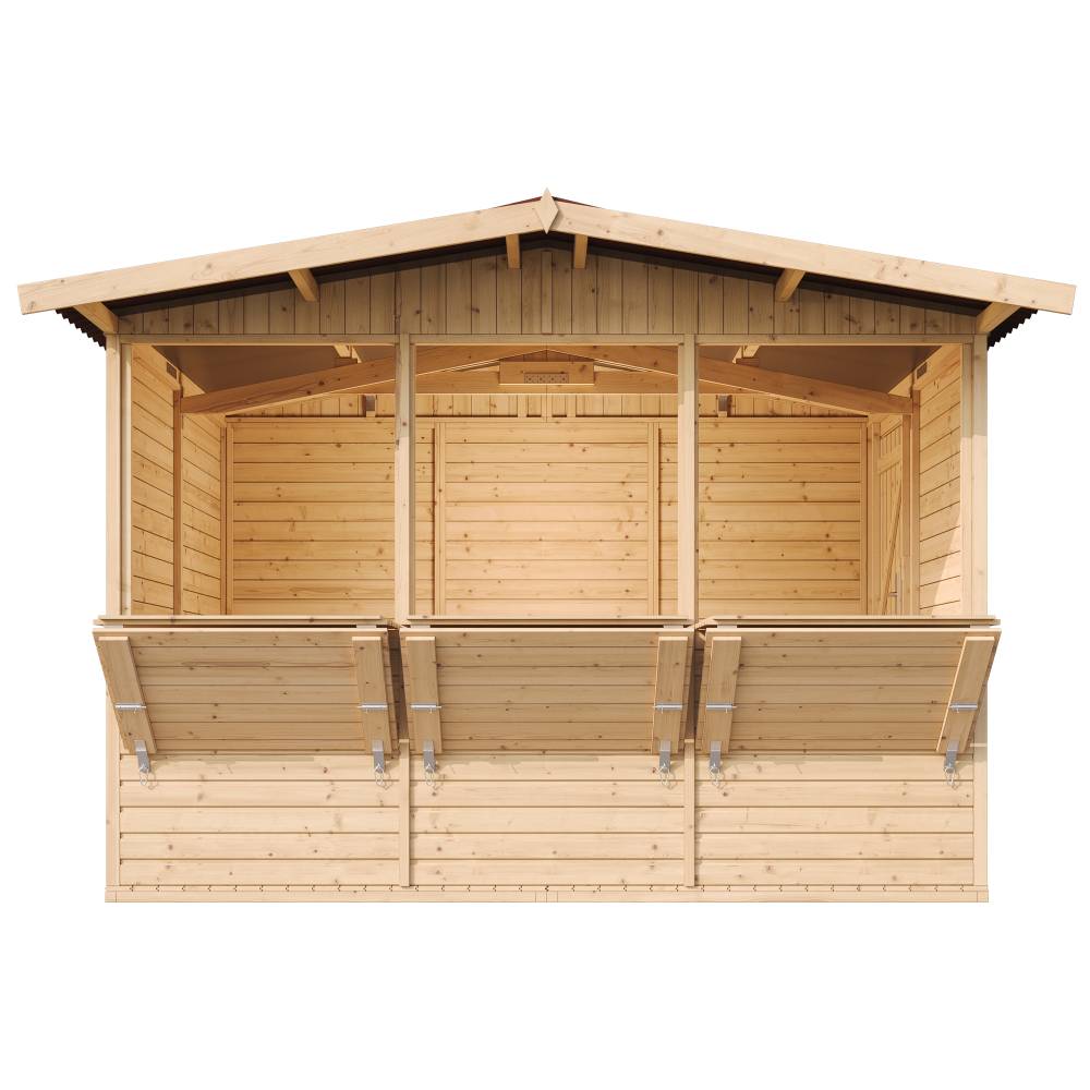 Timbela - Maison de jardin en bois H232x336x263 cm / 6 m² - Étal de marché en bois - Grand stand de vendeur avec comptoir - 17 mm d’épaisseur - Timbela M150A - Image 3