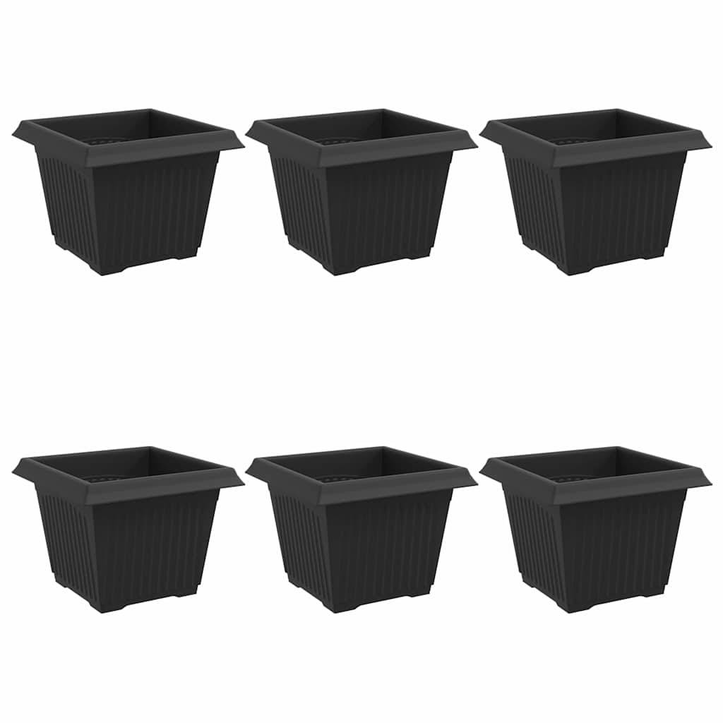 Pot de Fleurs Carré 6 pcs | Bac à fleurs Noir 43 x 43 x 33.5 cm Plastique - Image 1