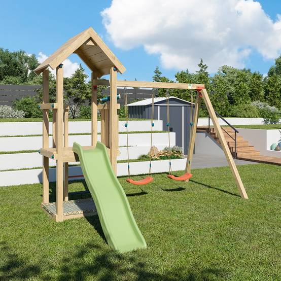 Trigano Jardin - Aire de jeux en bois EASY XPLORER 2 TRIGANO - 6 enfants - Image 6