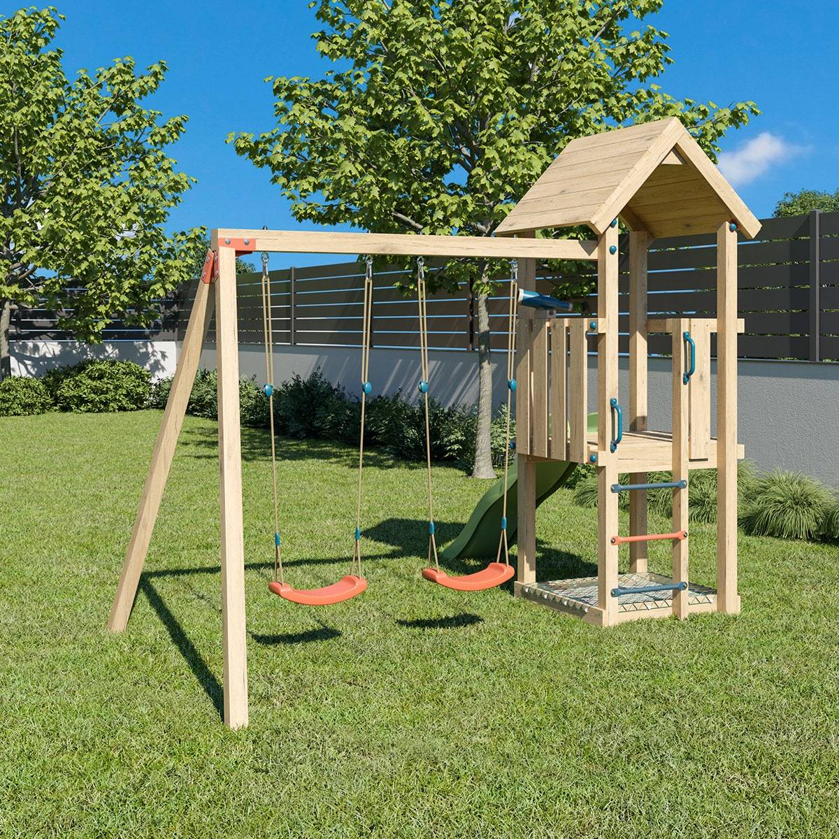 Trigano Jardin - Aire de jeux en bois EASY XPLORER 2 TRIGANO - 6 enfants - Image 4