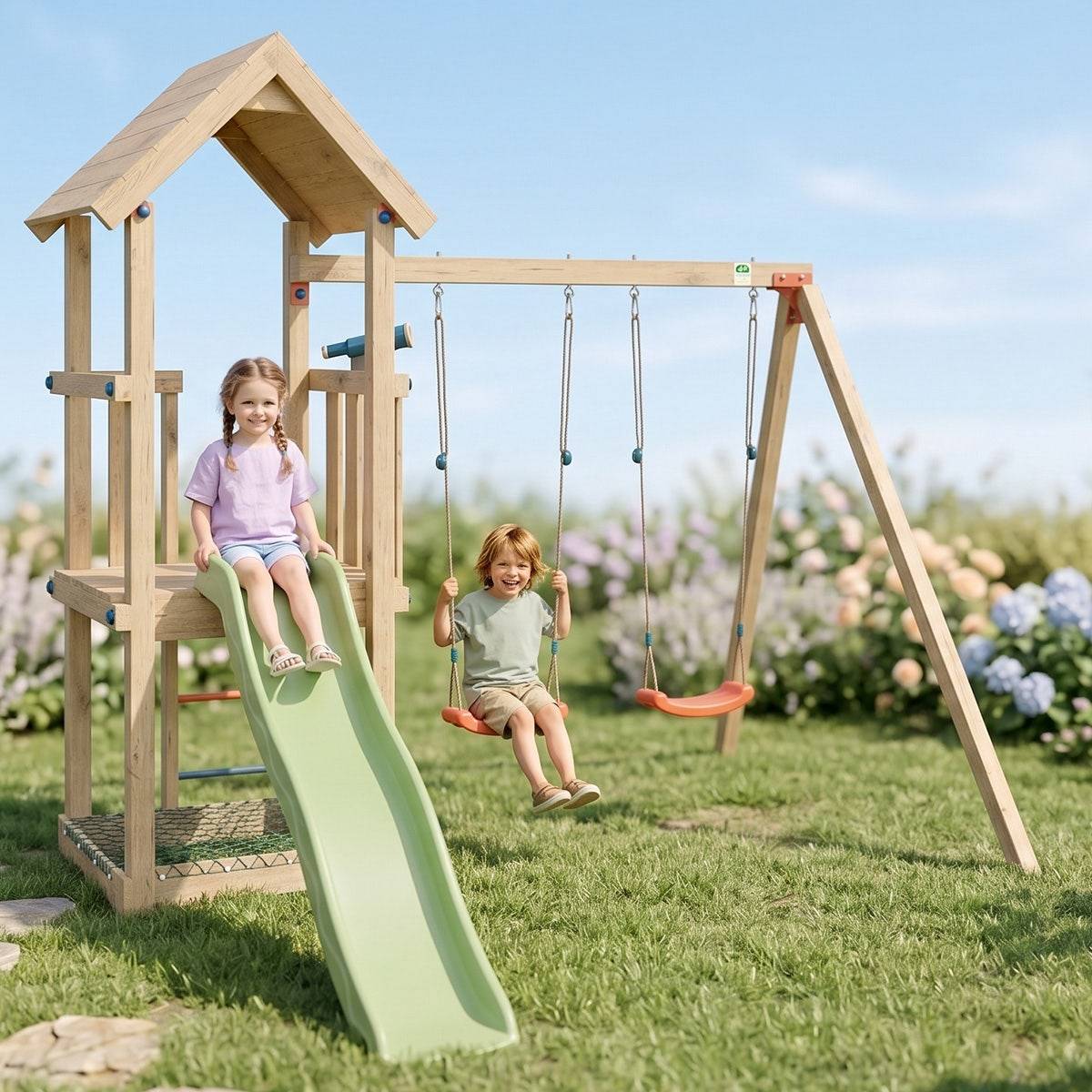 Trigano Jardin - Aire de jeux en bois EASY XPLORER 2 TRIGANO - 6 enfants - Image 2