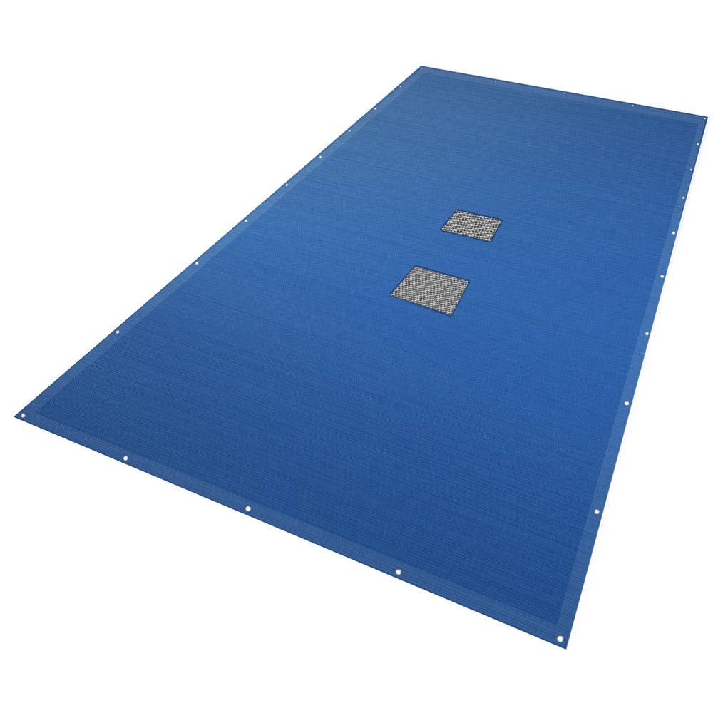 Bache piscine rectangulaire double couche en Polyethylene 160 gr/m2 avec filet ecoulement 4x9m Bleue - Image 1