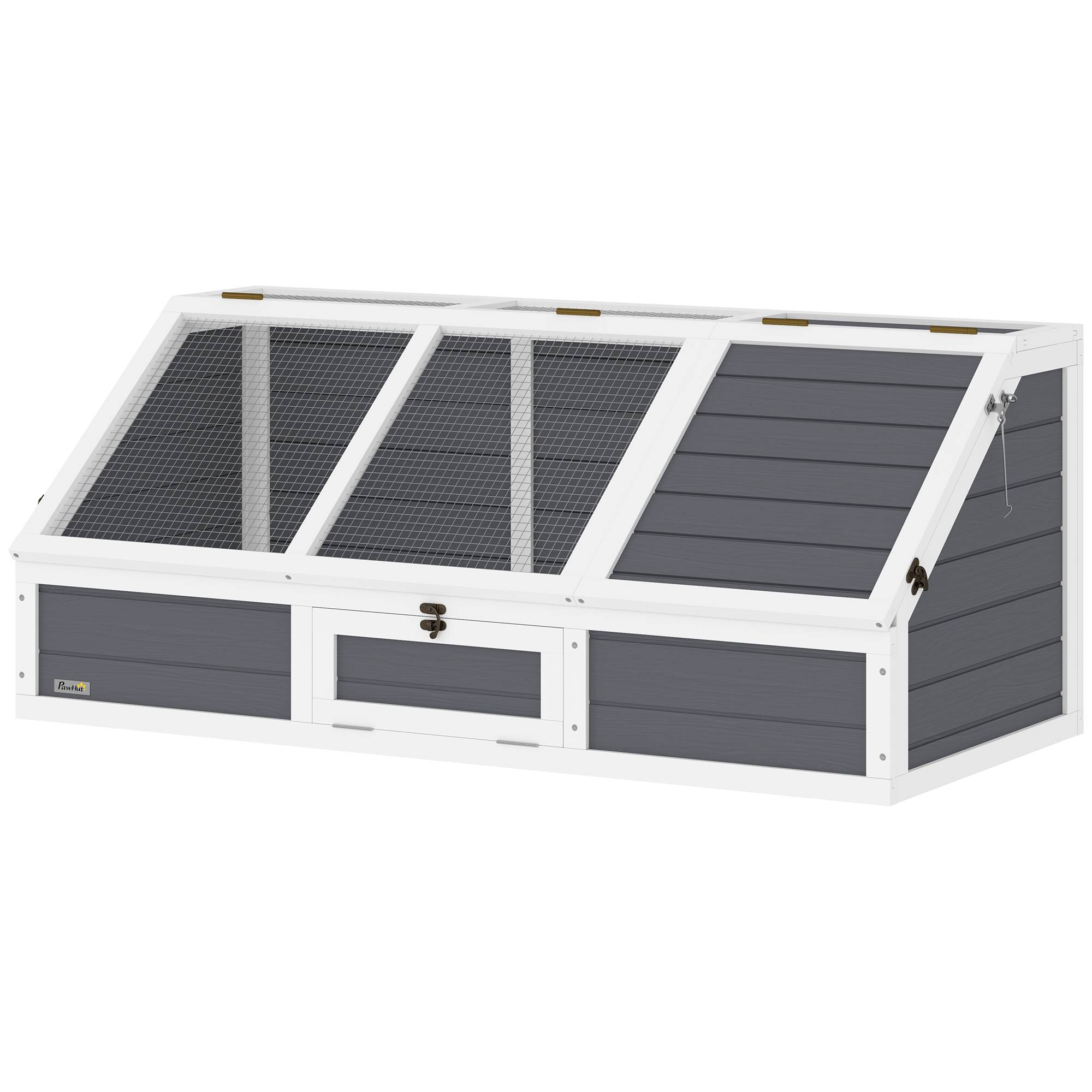 ComfortXL - Enclos tortue extérieur en bois de sapin 120 x 55 x 20/50 cm gris clair sans fond avec ancrage sécurisé - Image 2
