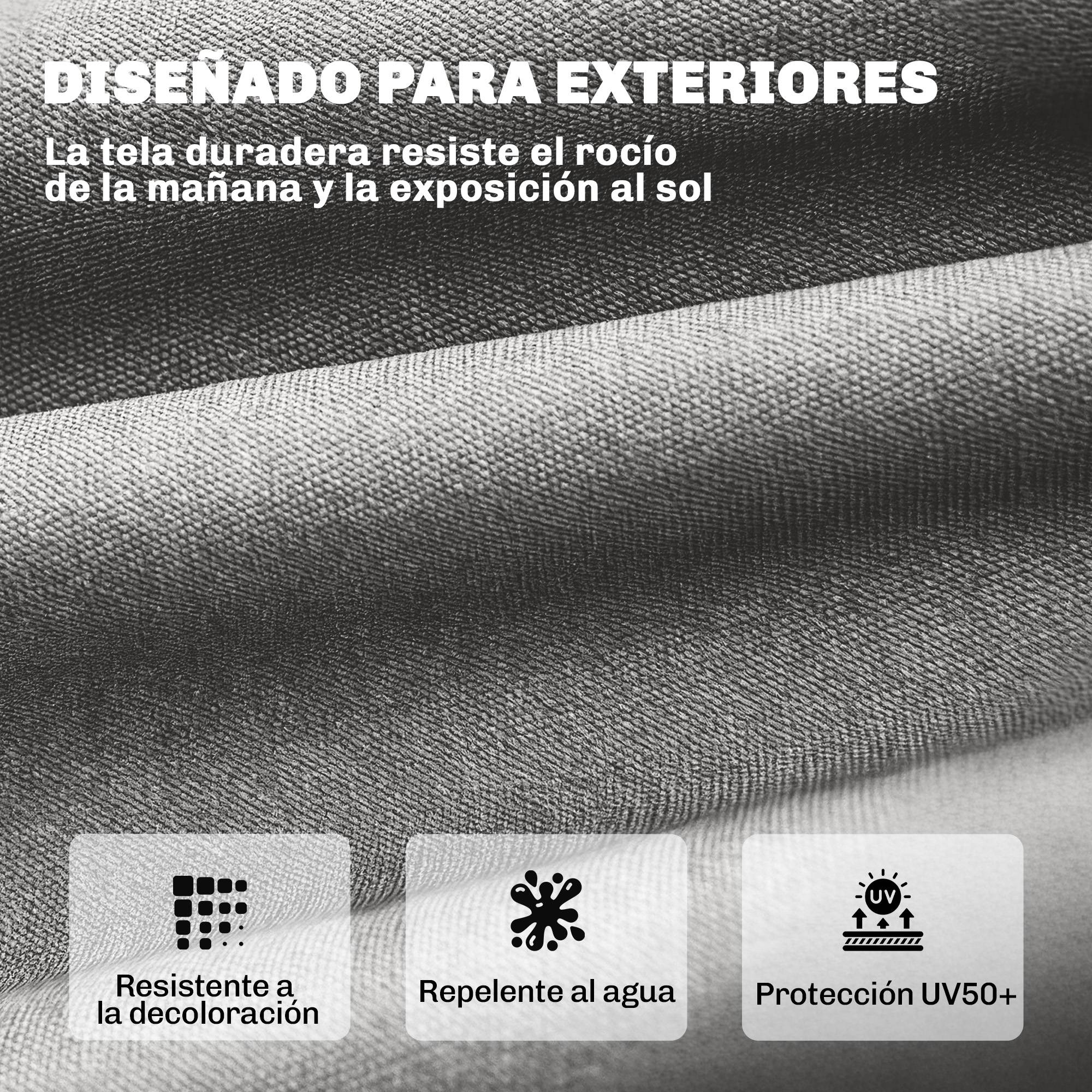 Coussin de banc d'extérieur avec sangles de fixation, protection UV50+, rebond lent, intérieur/extérieur, 198 x 65 x 13 cm, gris - Image 8