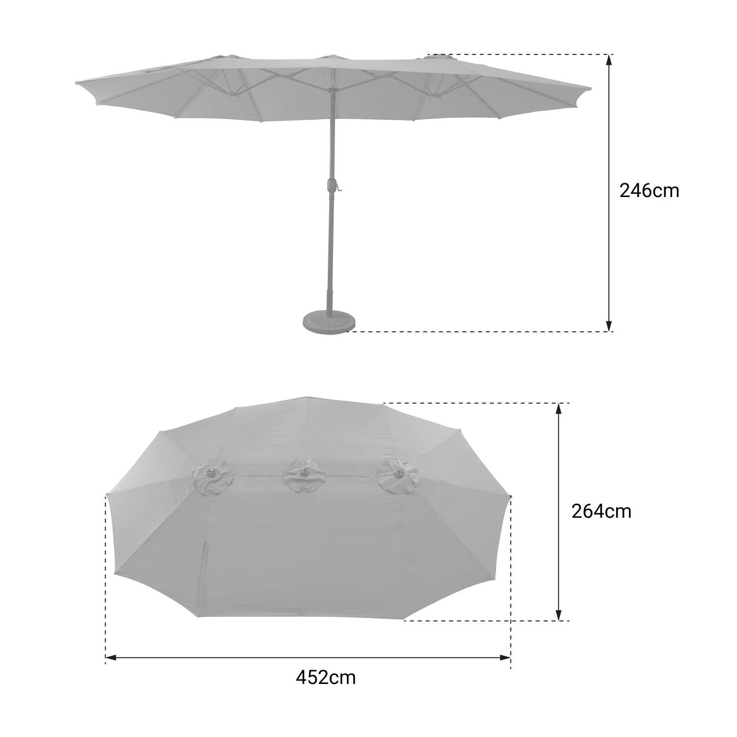 Happy Garden - Parasol double 2,7x4,6m LINAI gris - HAPPY GARDEN - Image 4
