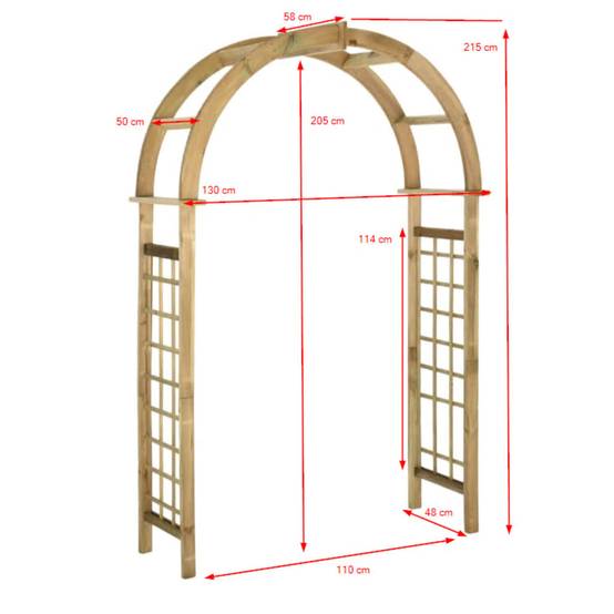 Arche de jardin - Jardinière avec treillis Bois de pin vert imprégné MI4 - Image 6