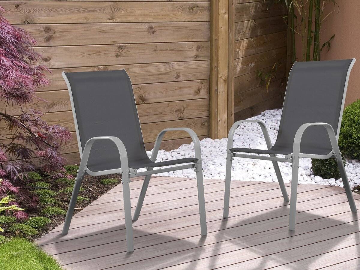 Fauteuil Jardin Textilène "cordoba" - Phoenix - Gris Foncé - Lot De 2 -habitat Et Jardin - Image 2