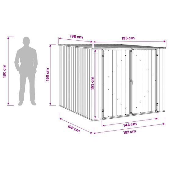 Vidaxl - Abri de jardin Vert 195x198x159 cm Métal galvanisé 3.9m² vidaXL 46253 - Image 3