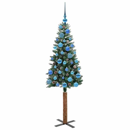 Sapin de Noël | Arbre de Noël mince Vert 150 cm PVC et bois de pin massif Maison Chic - Image 4