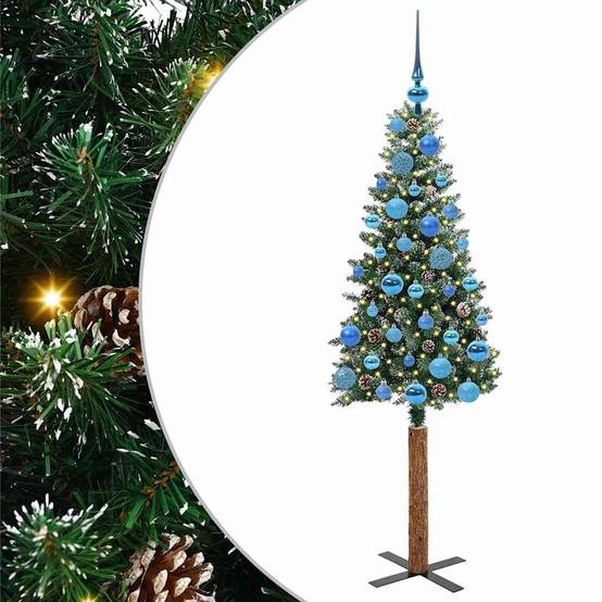 Sapin de Noël | Arbre de Noël mince Vert 150 cm PVC et bois de pin massif Maison Chic - Image 1