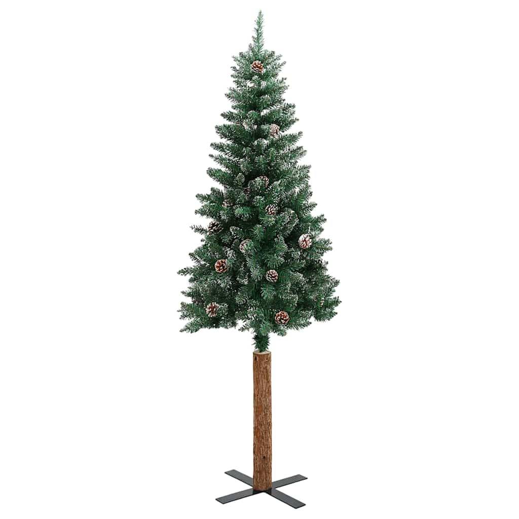 Sapin de Noël | Arbre de Noël mince Vert 150 cm PVC et bois de pin massif Maison Chic - Image 5