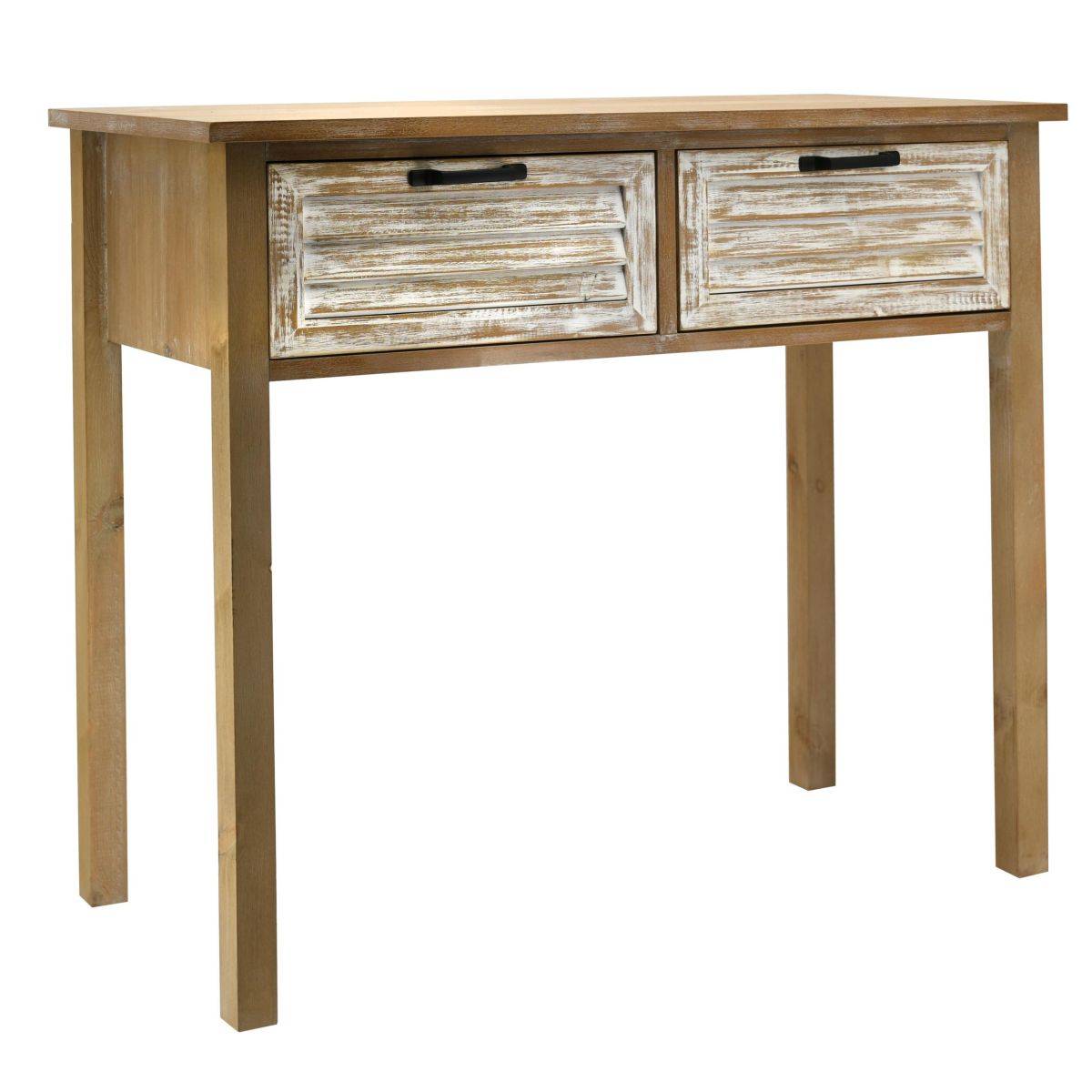 Aubry Gaspard - Console en bois naturel et cérusé Ancenia - Image 1
