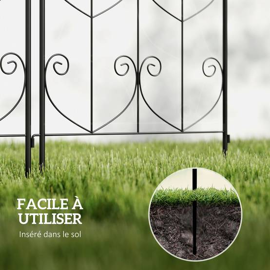 Lot de 2 treillis jardin métal plantes grimpantes motifs oiseaux 120cm noir - ComfortXL Outdoor Living - Image 10