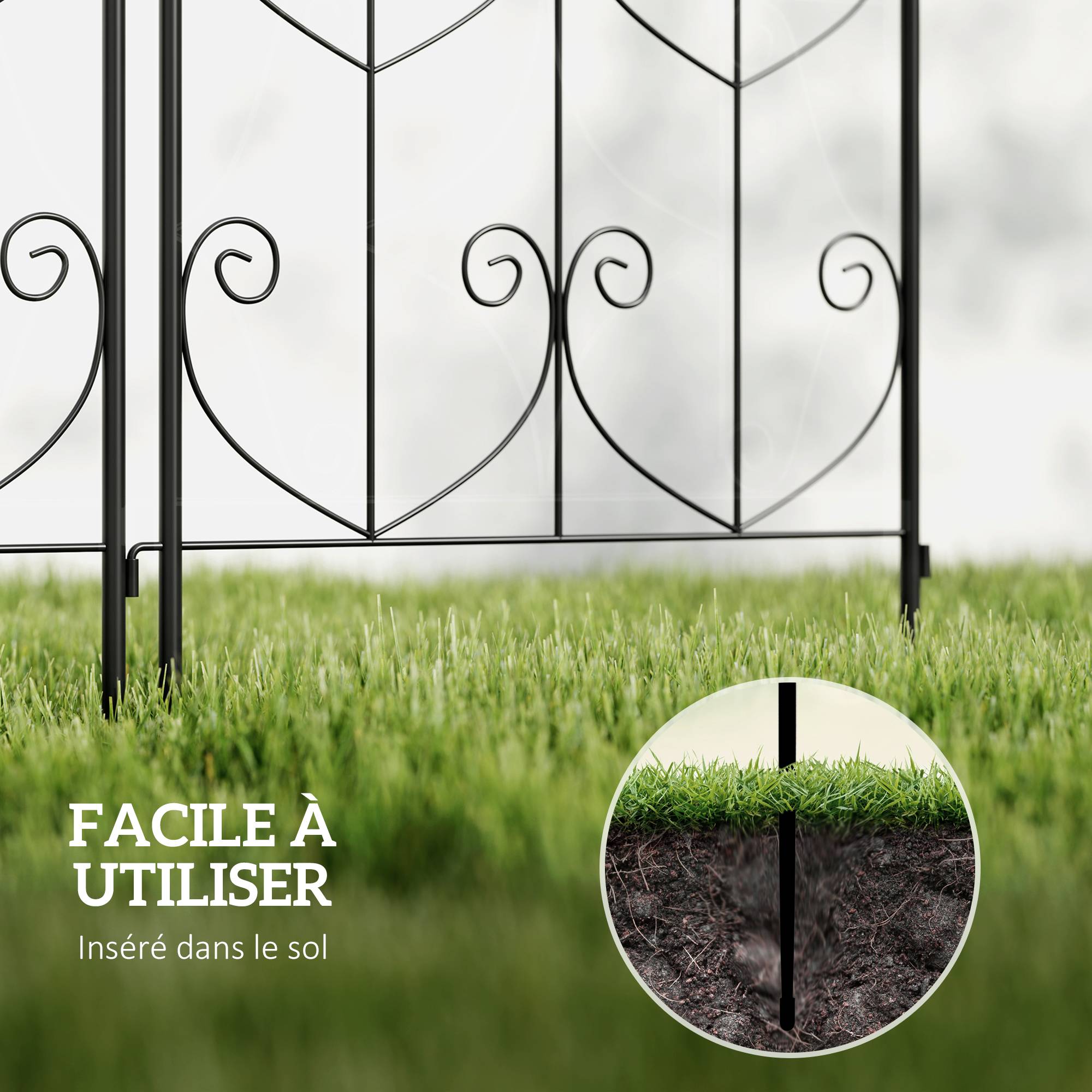 Lot de 2 treillis jardin métal plantes grimpantes motifs oiseaux 120cm noir - ComfortXL Outdoor Living - Image 10