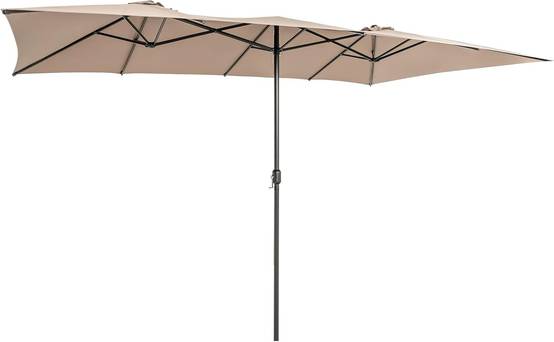 Parasol de Jardin Extérieur 426 x 260 CM XXL, Parasol Terrasse à 10 côtes Cadre Métal Poignée Manivelle Sommet Ventilé Café - Image 1