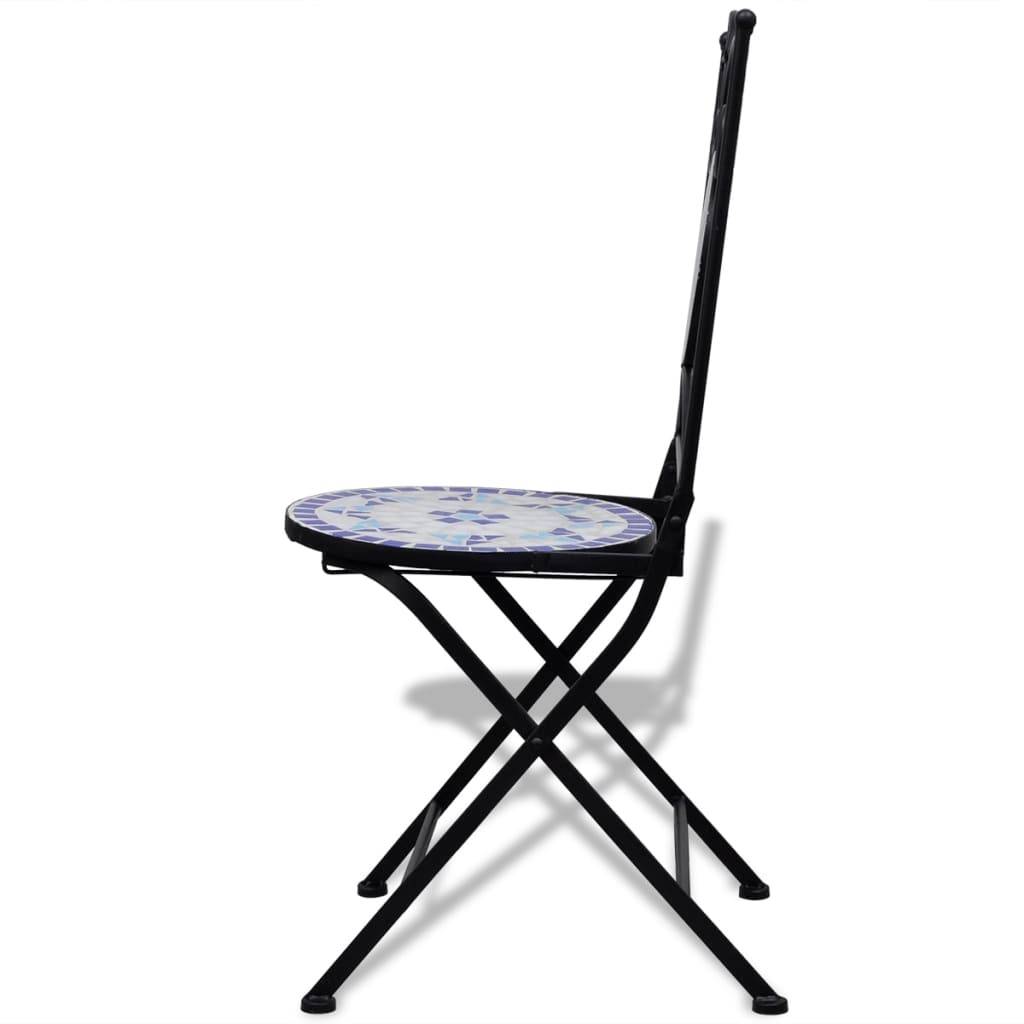Maison Chic - Ensemble 3 pcs de bistro - Salon De Jardin - Mobilier extérieur Carreaux céramiques Bleu et blanc MI612 - Image 7