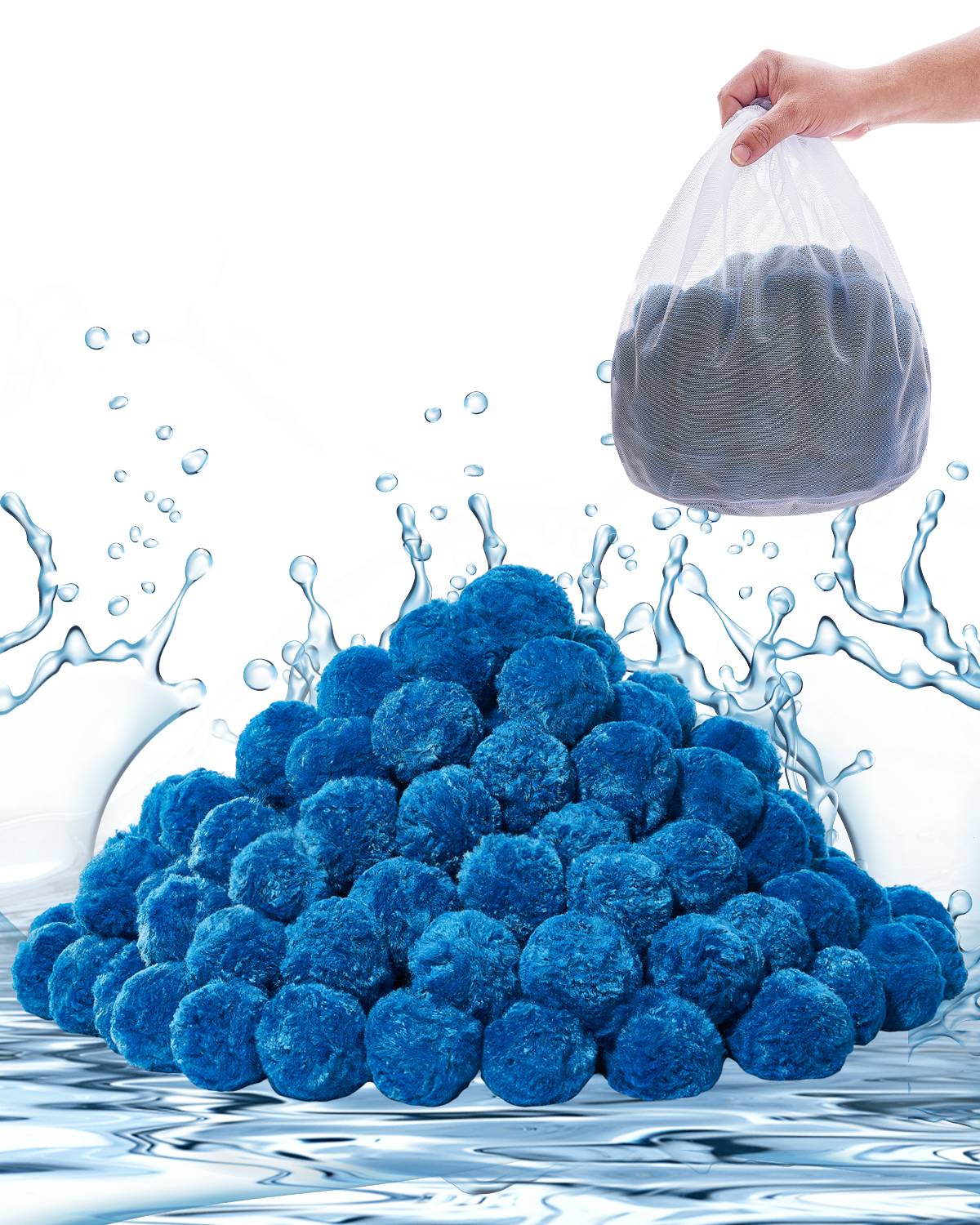 Vevor - VEVOR Boules filtrantes pour filtre à sable 0,71 kg, fibres polyester réutilisables, sac de lavage inclus, compatible filtres sable/cartouche/DE, bleu