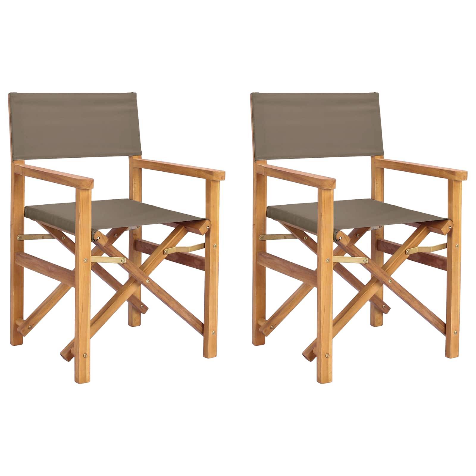 Chaise de directeur teck et polyester marron 56 x 54 x 87 cm - PANGIVO - Image 2